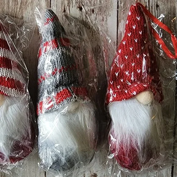 Set of Four Christmas Gnome Plush Ornaments - Picture 3 of 4